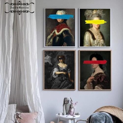 Classical Elegant Woman Poster and Prints Graffiti Abstract Oil Canvas Painting Retro Europe Wall Art Home Decoration Pictures