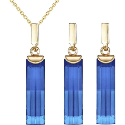 2018 New Arrival Classic Wedding Jewelry Set Gold Color With AAA Zirconia Rectangle Engagement Earring/Necklace Hot Sale NT80027