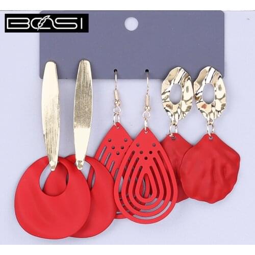 BOSI Women set earrings fashion jewelry drop earrings set red long earrings minimalist bohemian simple earring girls wholesale