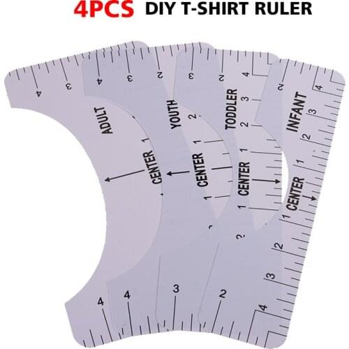 4pcs T-Shirt Design Alignment Centering Ruler Guide Tool For With Size Chart Marked With Numbers Sewing Tools
