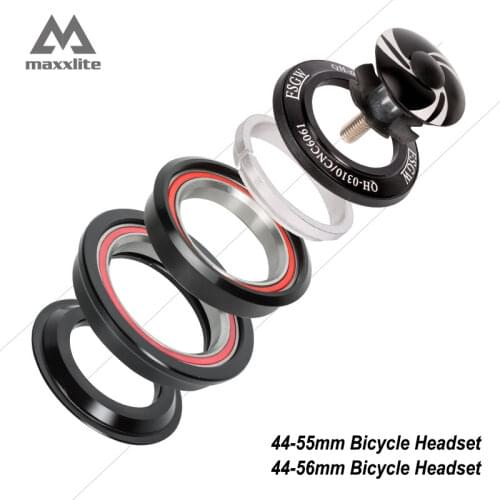 MAXXLITE Aluminum 44-55mm 44--56mm MTB Bicycle Headset Road Bike Headpart 28.6mm(1-1/8) Straight Fork For /1.5 Taper Pipe Fork