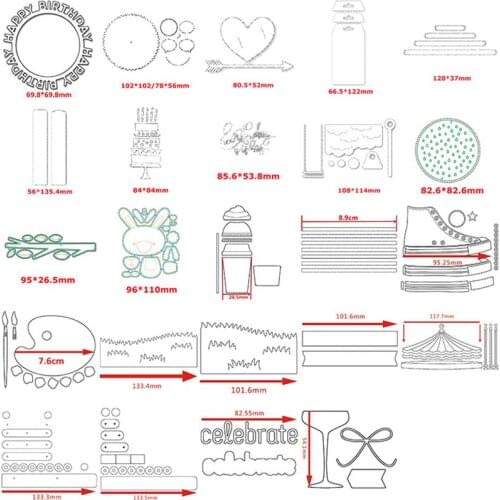Metal Cutting Dies Happy Birthday Celebrate Words Outline Various Banner Strips Hill Border DIY Scrapbooking Craft 2021 #1