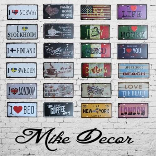 [ Mike86 ] Super Hot License Plates Vintage Tin Sign Art Wall Plaque decor Home Metal Painting Bar 30*15 CM FG-112