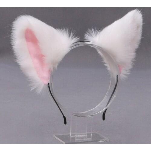 Cute Cat Fox Fur Ear Hair Hoops Night Party Club Cosplay Hairband Fur Headbands Bell Clips Girls Hair Accessories Ear Hair Band