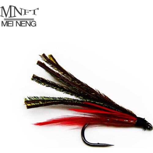 MNFT 10PCS 7# Red Peacock Demon Streamer Artificial Baits Fly Trout Flies Fly Barbed Hooks Fishing Lure
