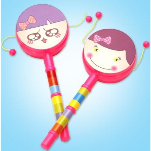 Montessori Baby Cartoon [Smiley Face] Double-Sided Wave Drummer Rattle Childrens Toy