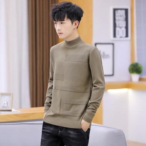 Men Sweater Autumn and Winter Turtleneck White Black Red Yellow Men Winter Casual Full Pullovers Coarse Wool Warm Thin Sweater