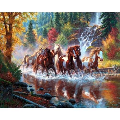 Wall stickers Cuadros diamond painting 5D kit set haft diamentowy Full square Cross stitch landscape animal horse Mosaic water