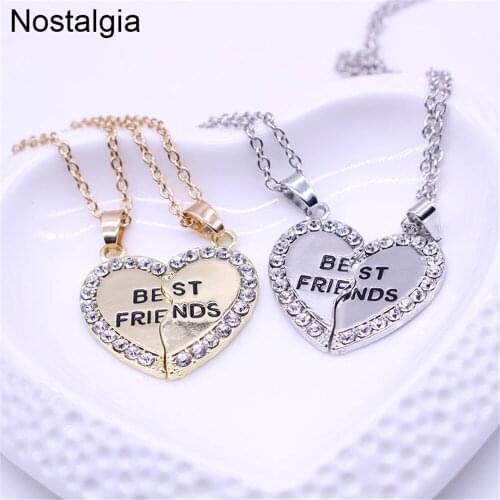 Nostalgia Bestfriend BFF Necklace Best Friend Heart Broken Pendant Friends His And Hers Gift For Friendship