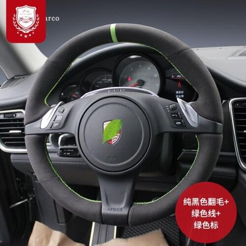 Car Steering Wheel Cover For Porsche Cayenne Panamera 911 Boxster Macan New Hand-Stitched Suede LeatherCar Accessories