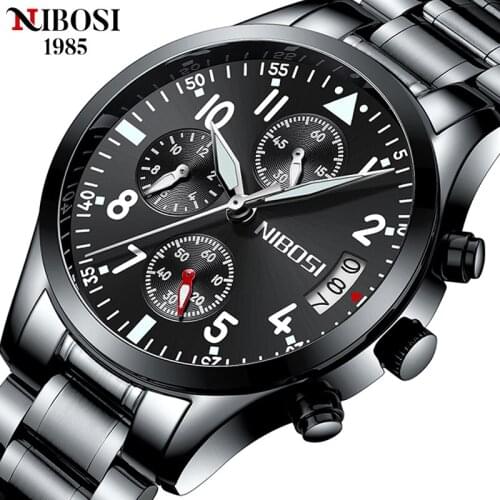 NIBOSI New Men Chronograph Watches Business Sport Quartz Wristwatch Waterproof Luminous Male Clock Relogio Masculino