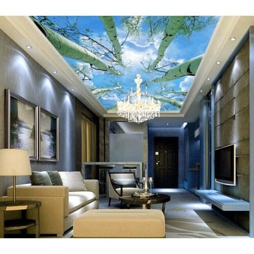 Custom sky wallpaper , the sky under the big tree murals for the living room bedroom ceiling wall waterproof PVC papel de parede
