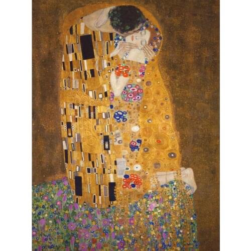 Hand painted Figure oil painting Gustav klimt Reproduction The kiss canvas art for bedroom living room wall decor