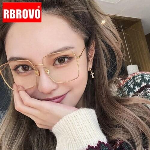 RBROVO 2021 Square Large Frame Sunglasses Women Brand Designer Classic Glasses Metal Frame Vintage Mirror Oculos De Sol Gafas
