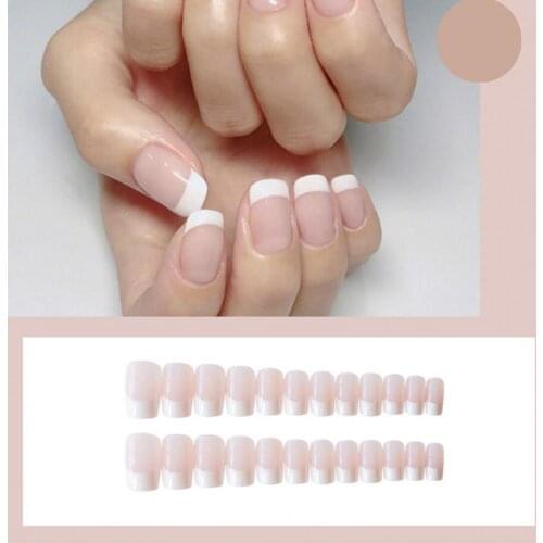 24Pcs/Set Detachable Nail Tips French Style Colorful Fashion Women Fake Full Tips False Press On Nail for Manicure