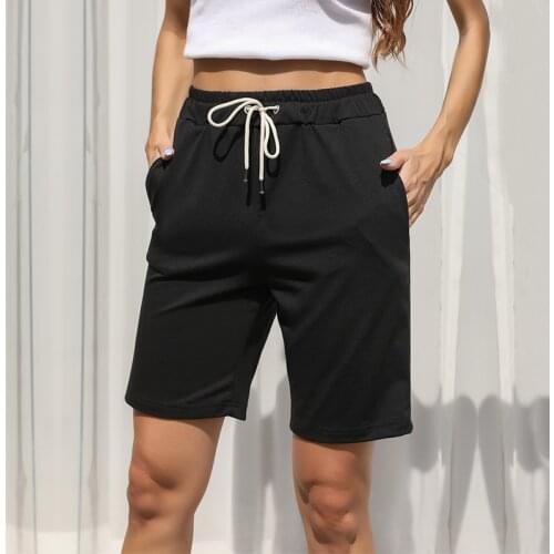 Womens Short Pants Casual Ladies Summer New Solid Color Loose Shorts Elastic Waist Harajuku Sports Shorts Pants Pantalon Femme