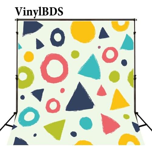 VinylBDS Cartoon Geometry Children Photography Background Color Pattern on White Kids Backdrops Lovely Backdrop for Baby Studio
