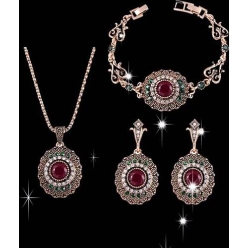 Top Quality Blue Resin Crystal Ancient Silver Plated Round Necklace Earring Jewelry Set Austrian Crystals Made Love Gift