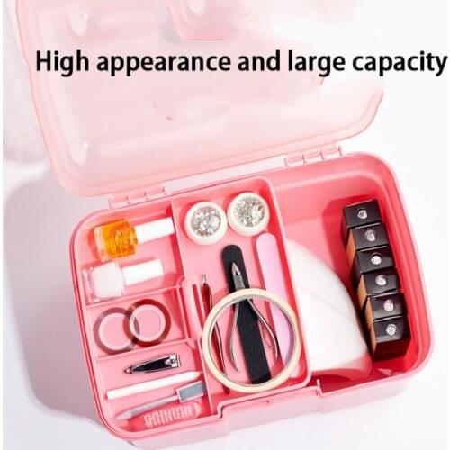 Nail Storage Box Double-layer Nail Art Box Manicure Tool Box Portable Nail Toolbox Art Box Manicure Storage Box Acrylic Tool Box