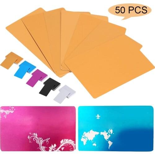 50Pcs Metal Business Cards aluminum alloy Blanks Card for Customer Laser Engraving DIY Gift Cards 7Colors Optional(Gold)