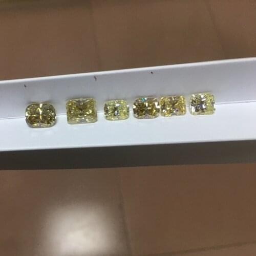 Rectangle Cushion Excellent Cut 1-2 ct Brilliant VVS1 Yellow Loose Moissanite Diamond Test Passed Moissanite for Wedding Rings