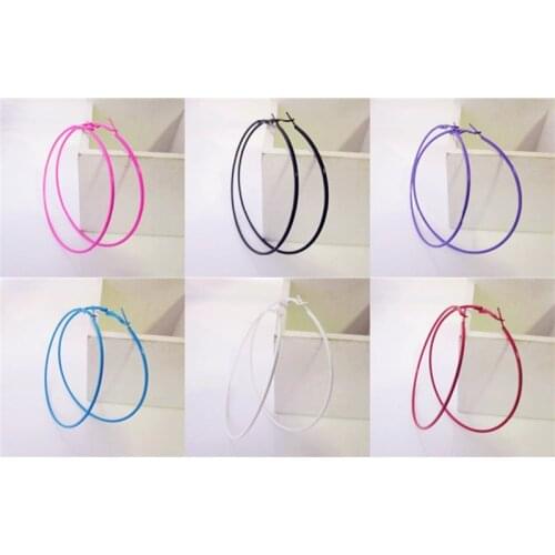 Colorful Sexy Fascinating Big Circle Fashion Hoop Earrings for Women Trendy piercing Jewelry Diameter 6 Centimeter