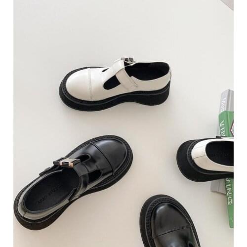2021 Womens Shoes Fashion Casual Platform Mary Jane Small Leather Shoes British Style Solid Color Retro Round Toe Single Shoes