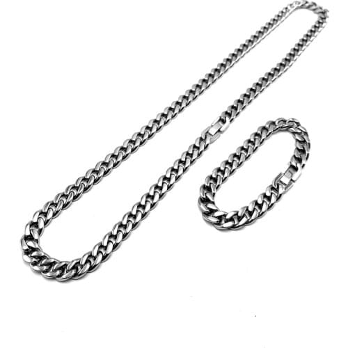 100% Hypoallergenic 5.5mm 7 mm and 10.5 mm Titanium Chain Necklace In Curb Link Style