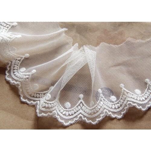 2yards 6cm Width White Embroidered Wave Mesh Lace Trim Fabric Clothing Material DIY Craft Wedding Sewing Garment Accessories