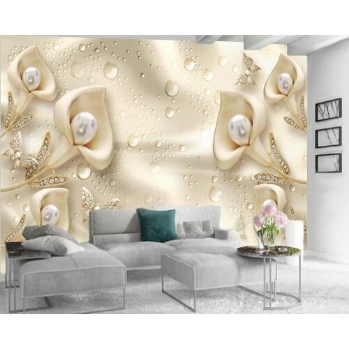 Wallpaper 3d Custom 3d Calla Butterfly Silk Water Wave Living Room Bedroom Background Wall Decoration Wallpaper