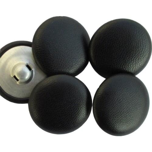 40mm 60L Suede Leather Covered Button Metal Back Real Leather Upholstery Button Sewing For Jacket ,Coat 10 pcs 75 color Black