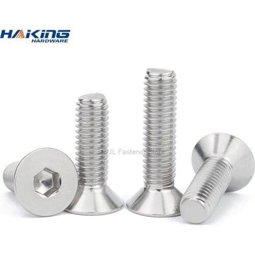 5 / 10 / 15 / 20 / 55 pieces M2.5 m3 M4 M5 M6 M8 M10 hexagon socket head stainless steel hexagon end mill flat head bolt din7991