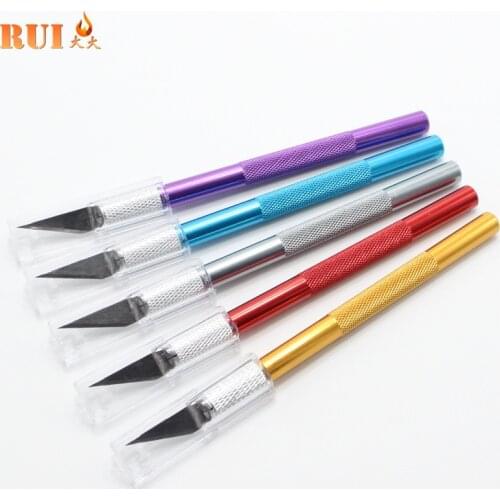 5 Blade Leather Tools Metal Leather Carving Knife Pen Knife Aluminum Rod Cutting Hook Knife Paper Cutting High Precision Carving