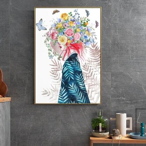 Abstract Flower Fairy Canvas Painting HD Wall Art Pictures For Living Room Girls Room Home Decor Girls Posters And Prints Nordic