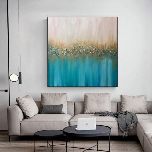 Abstract Blue Gold Leaf Canvas Paintings Wall Art Prints Poster Living Room Decorative Paintings Bedroom Wall Home Decor