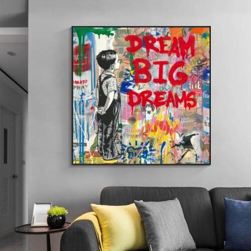 Banksy Pop Street Art Dream Canvas Paintings Abstract Graffiti Posters and Prints Wall Art Pictures for Living Room Home Decor