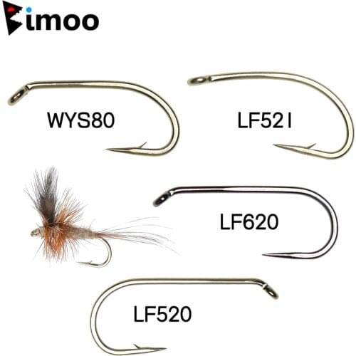 Bimoo 100PCS 8#~22# High Carbon Steel Long Shank Down Eye Fly Tying Hook With Barb Nymph Dry Fly Wet Fly Tying Hook