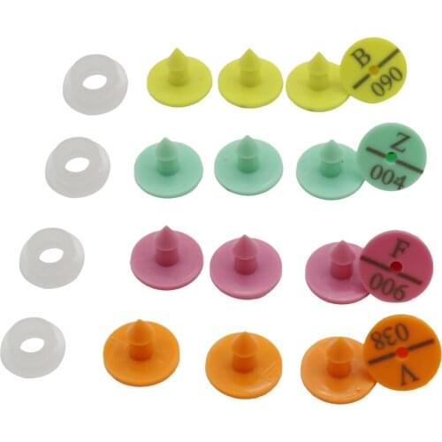 Rabbit Goat Pig Ear Tag With The Word Ear Laser Typing Copper Head Earrings 4 Color Farm Animal Identification Card 001~100