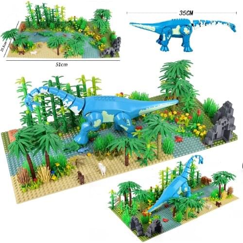 MOC Rain Forest River Blocks Tropical Rainforests with Plant Animal 32x32 Dinosaurs Baseplates Building Block Bricks Dino Toys