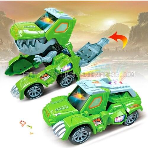 Deformed car dinosaur World children toys Kids Dinosaur Deformation Toys with LED Light Flashing Music Electric Toy Car