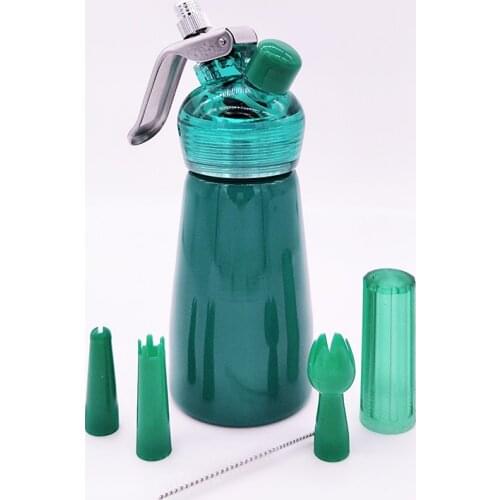 New Arrival Muti Color 200ML Aluminum Cream whipper Cream Dispenser With Acrylic head 3pcs nozzles 1pcs Brush