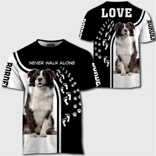 Cute Border Collie 3D All Over Printed T-shirts Men/women New Design Animal Dog Streetwear Tshirt Oversized 5XL 6XL Boy Clothes