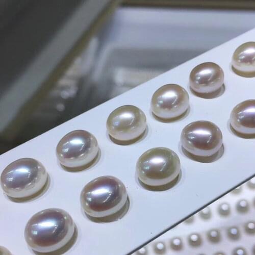 China Drop rice Shape Freshwater Pearls for Rings Making Half Drilled 10mm Loose Rice Pearl Natural Pearl for jewelry