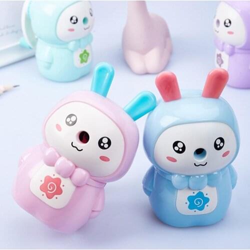 Lovely Little Rabbit Pencil Sharpener Durable And Practical Effort Saving Students Automatic Pen Sharpener