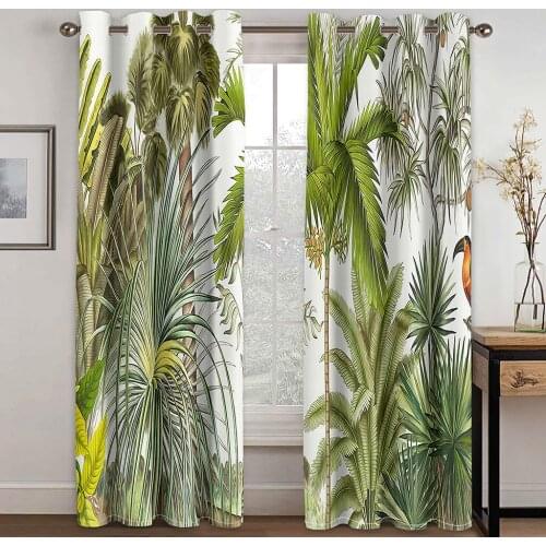 Beautiful Photo Fashion Customized 3D Curtains green leaf curtains 3D Window Curtains For Living Room Bedroom