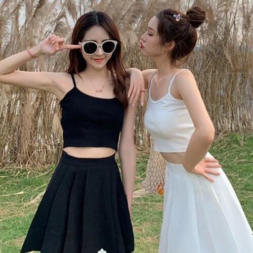 Fashion Women Sexy Crop Tops Solid Color Camis Women Casual Tank Tops Vest Sleeveless Crop Tops