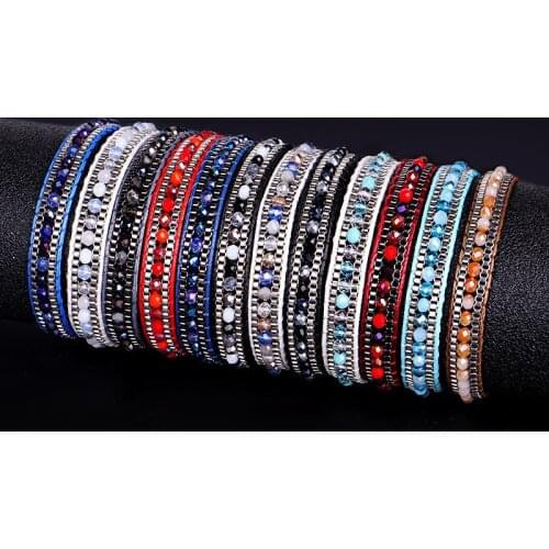 Round Glass Colorful Beaded Bracelets Woven Couple Crystal String Beads Charm Boho Jewer Handmad Knot Rope Bracelet Fashion