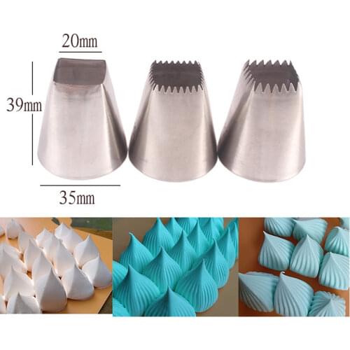 Square Decorating Mouth 3-Piece Set Butter Cookie Stainless Steel Cake Decoration DIY Baking Tools 3PCs