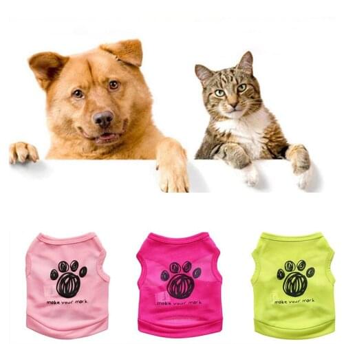 Cute Dog Clothes Animal Paw Print Tshirt Puppy Cat Dogs Vest Cotton T Shirt Cotton Pet Costumes Dog Clothes for Small Dogs