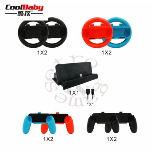 10 in 1 Switch Accessories Set, Steering Wheel Charging Dock Handle Grips for Nintend Switch Joy-Con NS N-Switch Console
